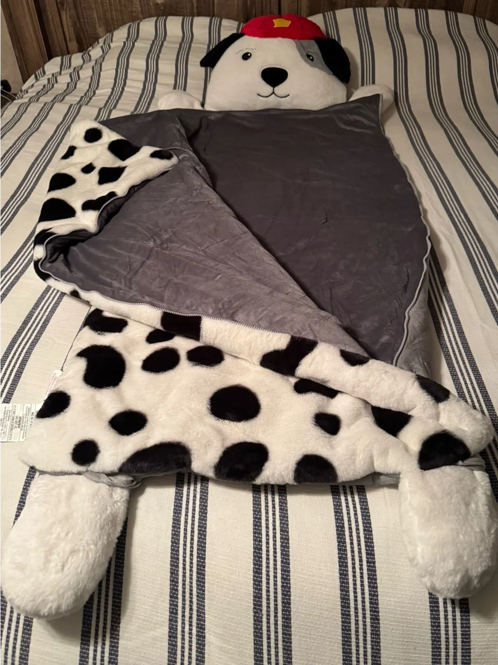 Dalmatian Dog Plush Sleeping Bag - Black & White